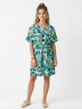 Lili Sidonio Artsy Painterly Boho Mini Summer Hippie Dress Size Large Artistic